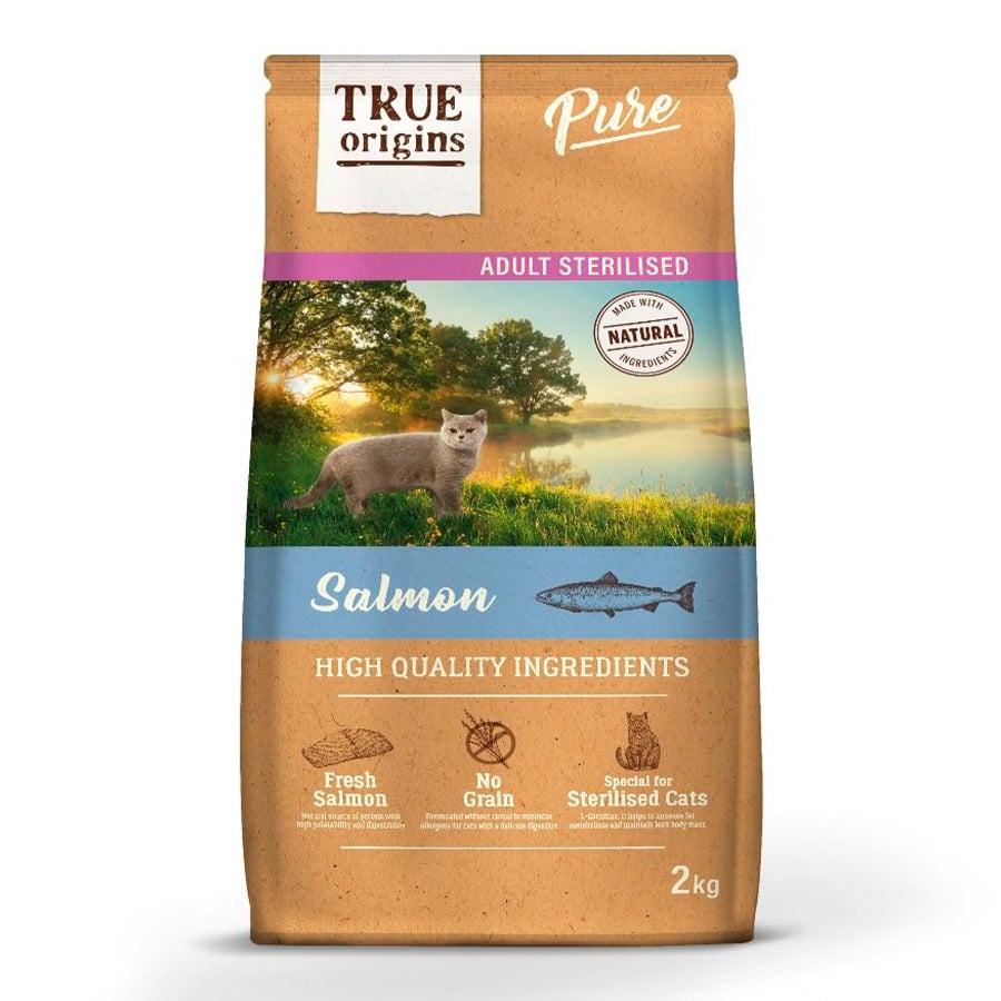 True Origins Pure Adult Sterilised Salmón No Grain pienso para gatos